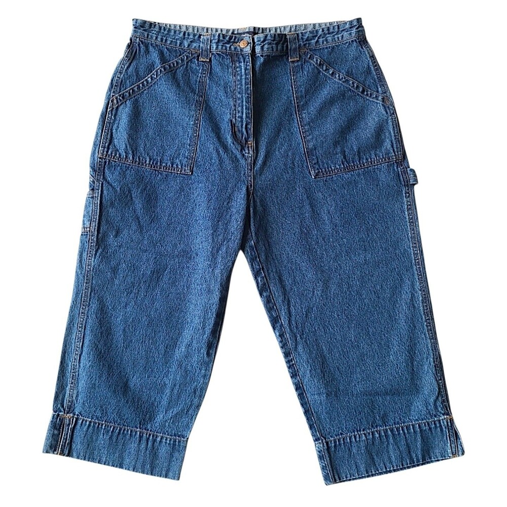 VTG 90s Womens Sz 18 Carpenter Denim Capri Pants High Rise Cropped Utility Jeans